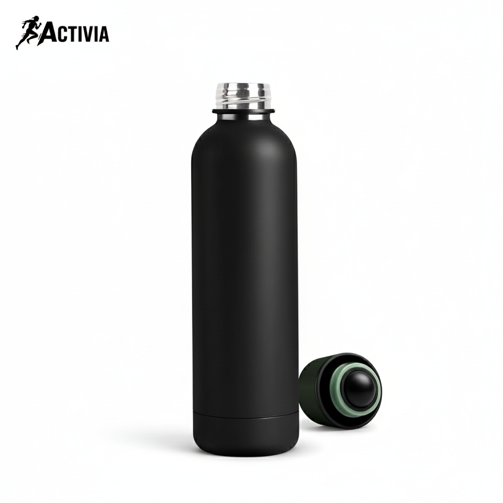 Black stainless steel shaker from Activia