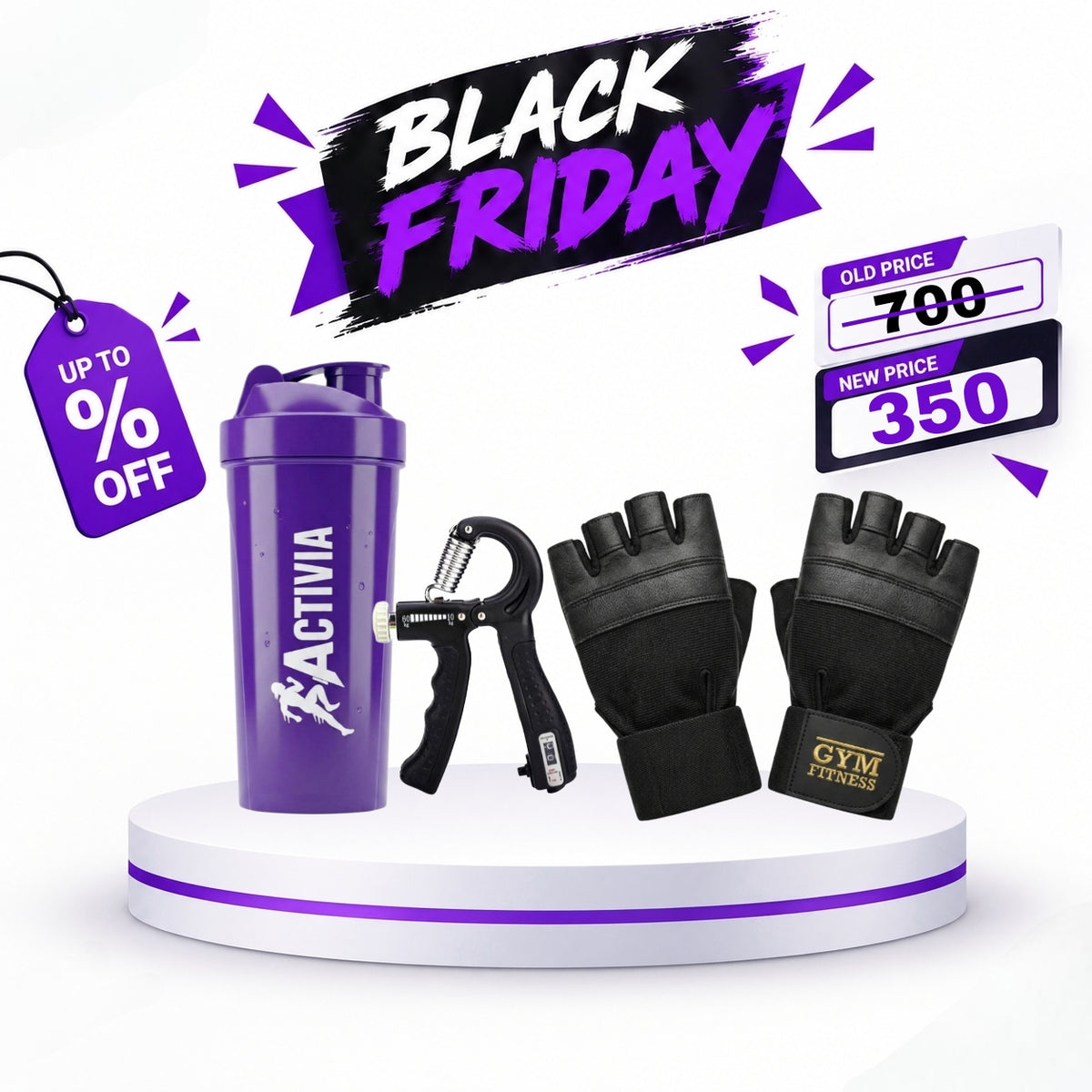 Activia Shaker + Hand Grip + Workout Gloves